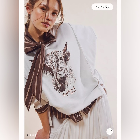 Free People Tops - Free People We The Free Graphic Camden Pullover. Highland cow combo